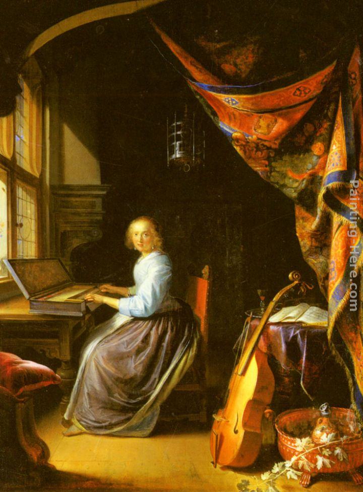 Gerrit Dou A Woman playing a Clavichord